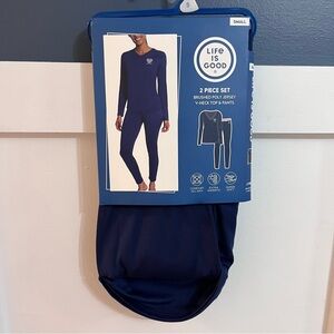 Life Is Good Women’s 2 Piece PJ Set Poly Jersey Navy Size S